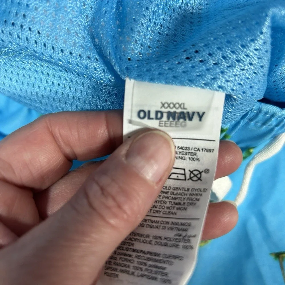 Old Navy Swim Trunks Board Shorts Size 4 XL Blue With Palms